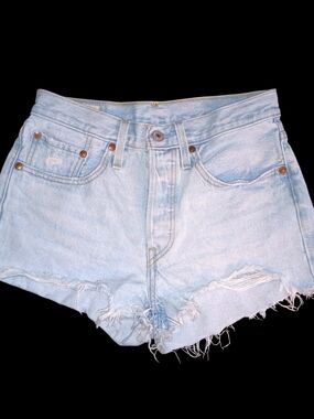 Women's Levi's  501 Light Blue Distressed Denim Jean Shorts